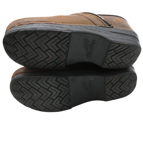 Dansko Professional Brown Distressed Leather Clogs Size 38 Grunge Rustic - Picture 9 of 10